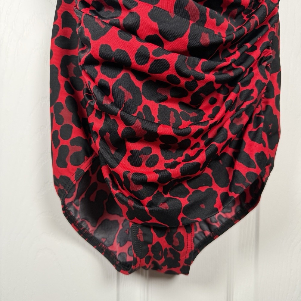 Miraclesuit One Piece Red Leopard Print Slimming Ruching Made in USA - Picture 8 of 16